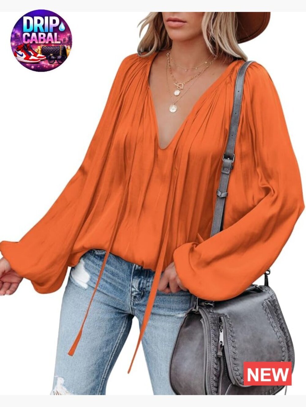 Sexy Deep V Neck Lantern Long Sleeve Chiffon Blouse Tunic